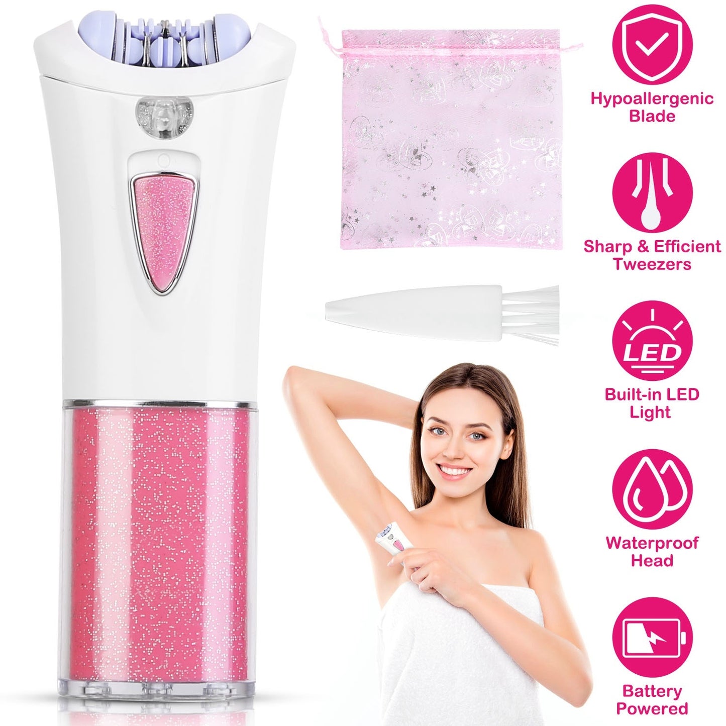 Smooth Glide Epilator For Women Facial Body Hair Remover With LED Light