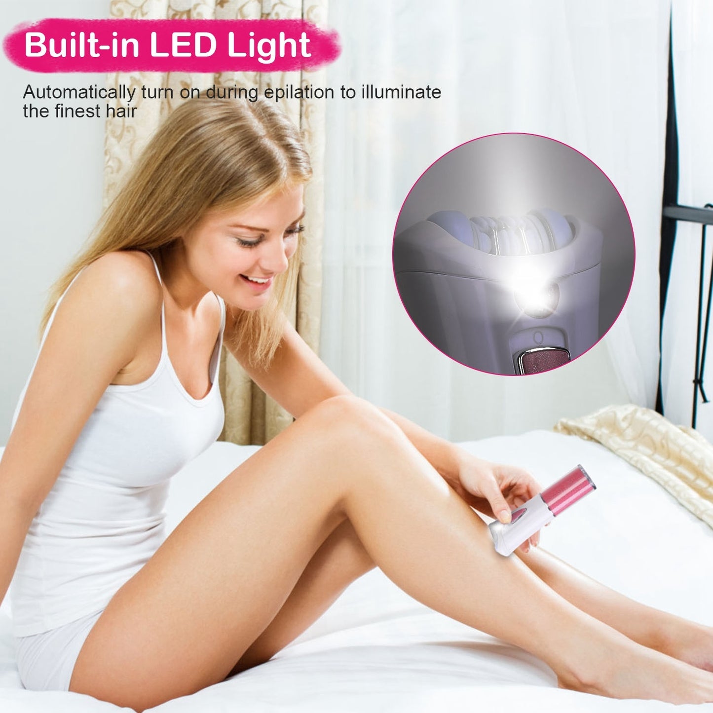 Smooth Glide Epilator For Women Facial Body Hair Remover With LED Light