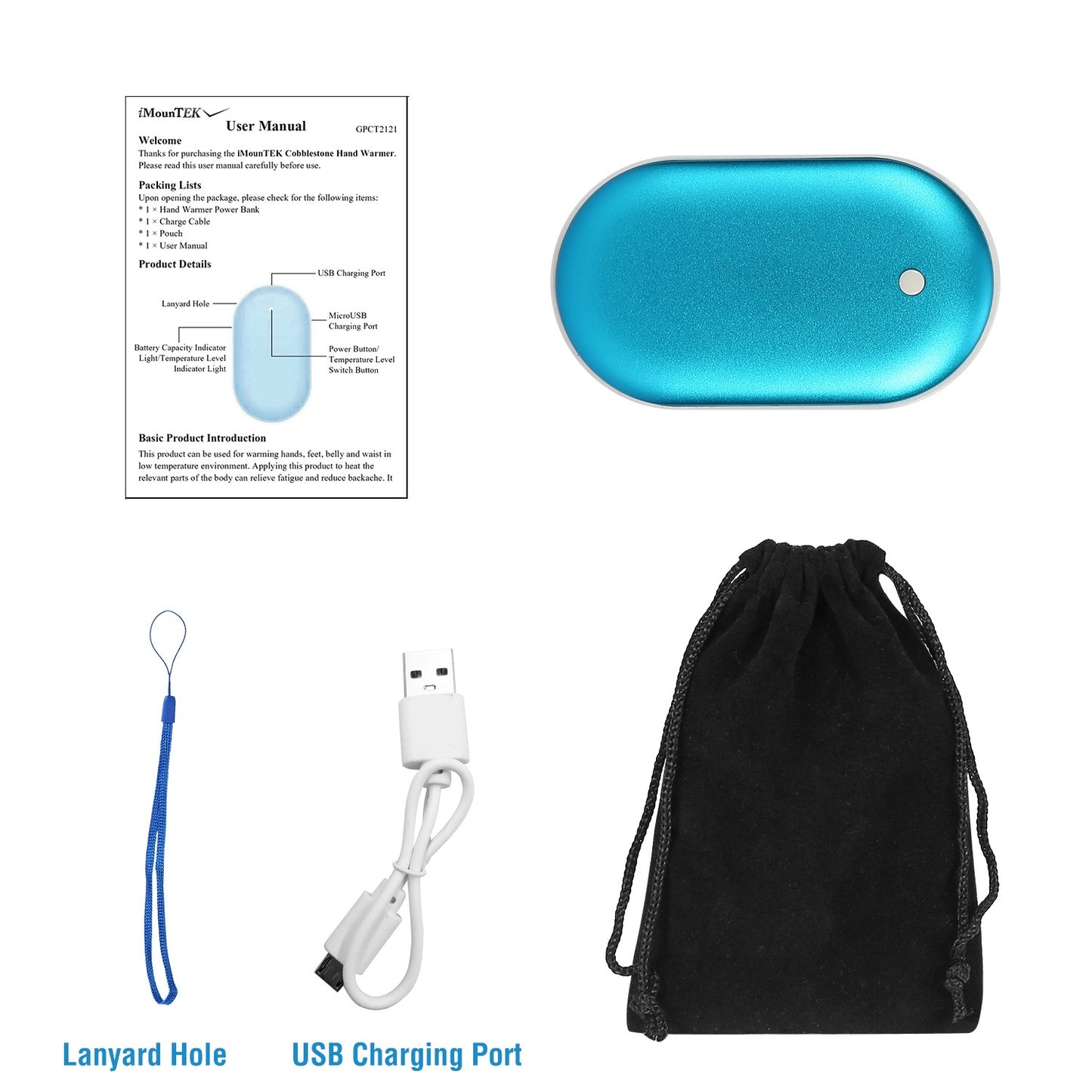 2-in1 Double-Sided Pocket Hand Warmer and 5000mAh Power Bank, Fully Rechargeable