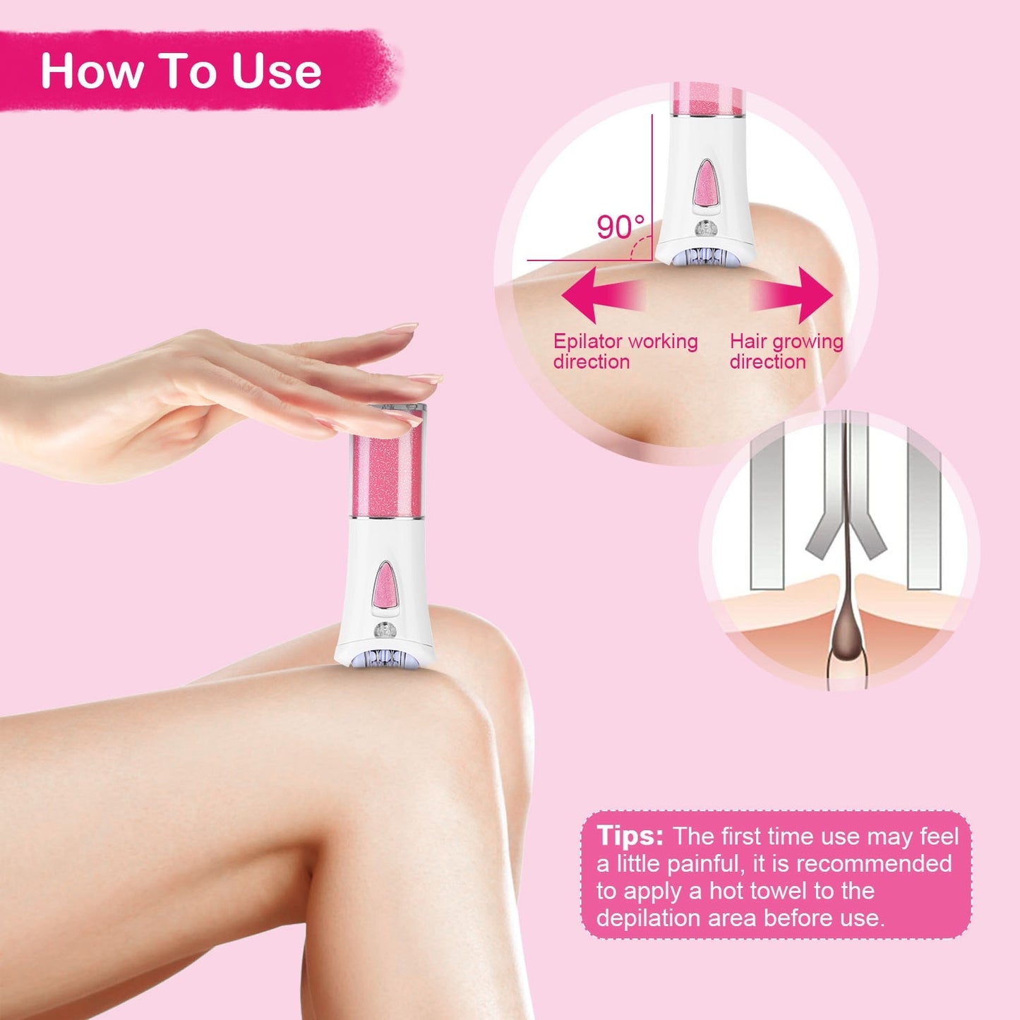 Smooth Glide Epilator For Women Facial Body Hair Remover With LED Light
