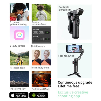 Product features of the AOCHUAN 3-axis Handheld Gimbal Stabilizer