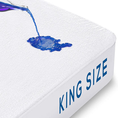 Blue liquid being poured onto a king size mattress