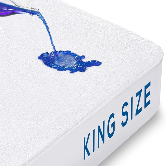 Blue liquid being poured onto a king size mattress