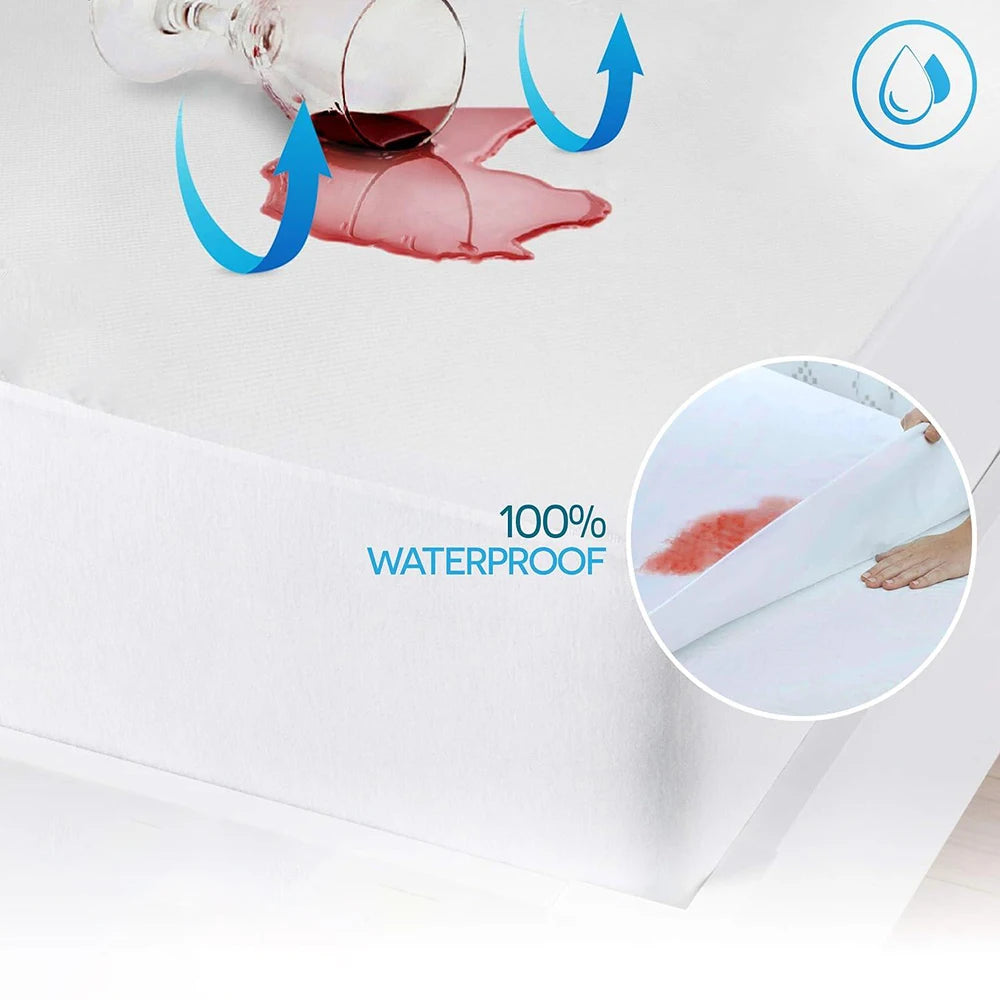 Product showing waterproof feature with water droplet icon and text '100% Waterproof'.