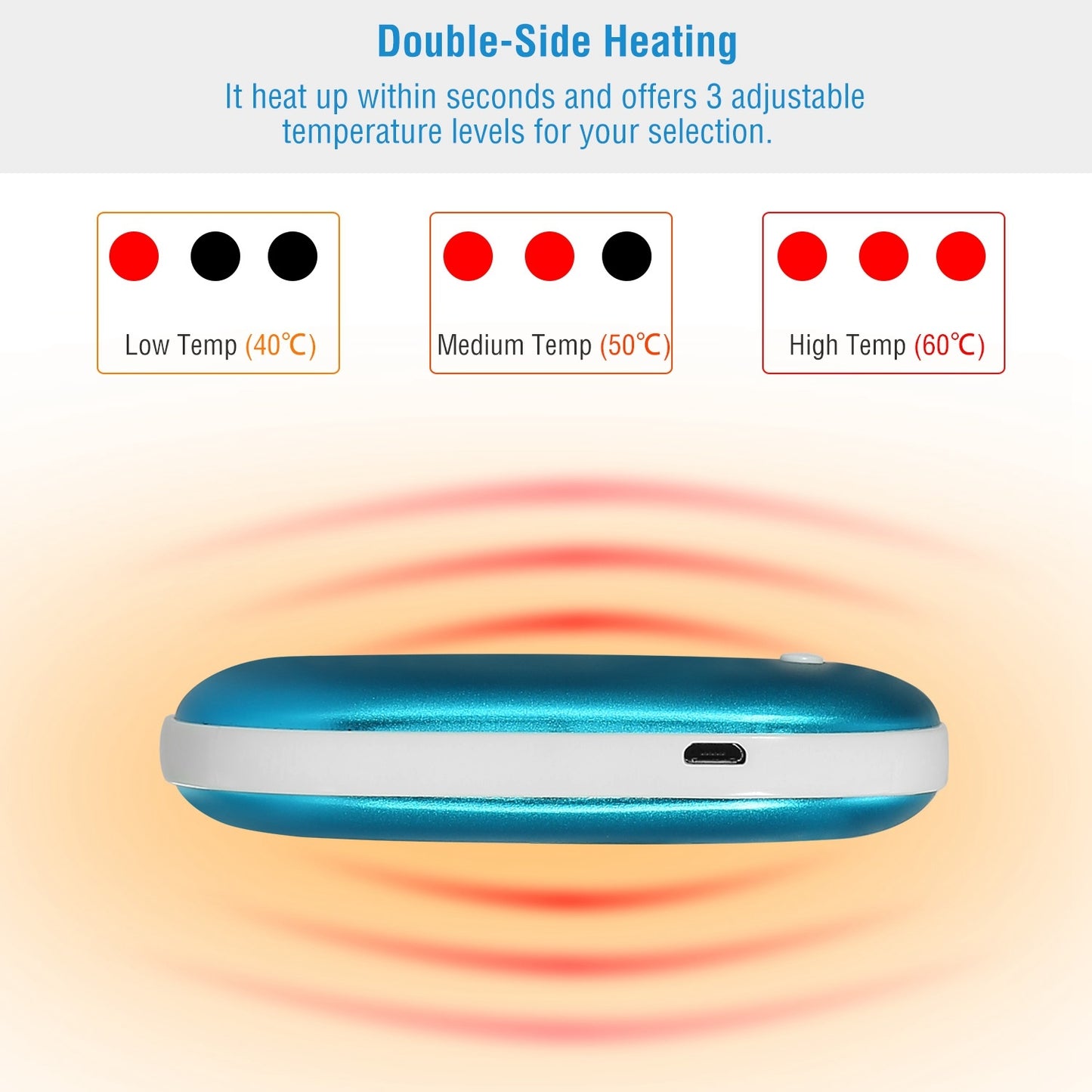 2-in1 Double-Sided Pocket Hand Warmer and 5000mAh Power Bank, Fully Rechargeable