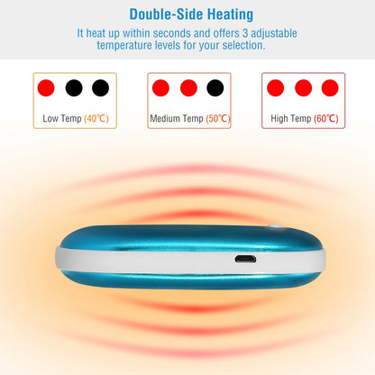 2-in1 Double-Sided Pocket Hand Warmer and 5000mAh Power Bank, Fully Rechargeable