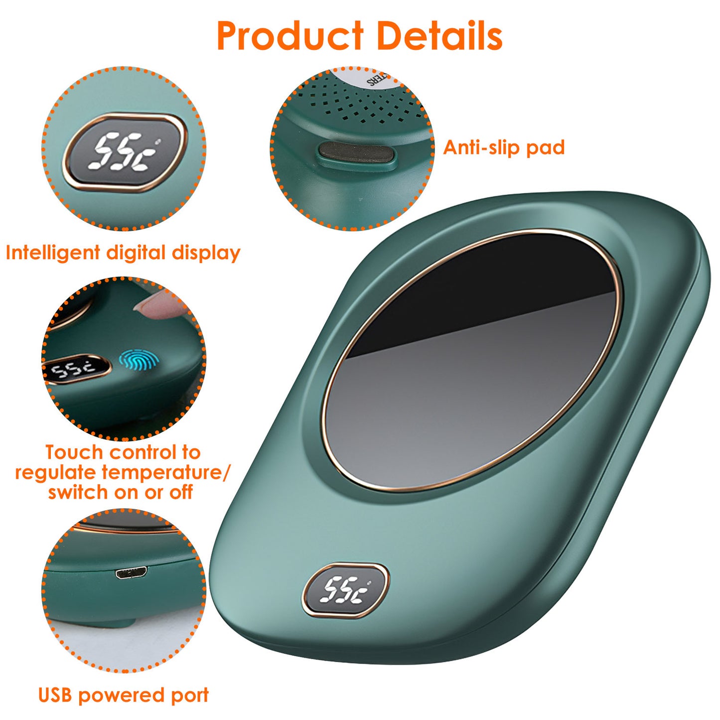 Waterproof Coffee Mug Warmer  with 3 Temperature Setting(45℃/113℉, 55℃/131℉, 65℃/149℉)