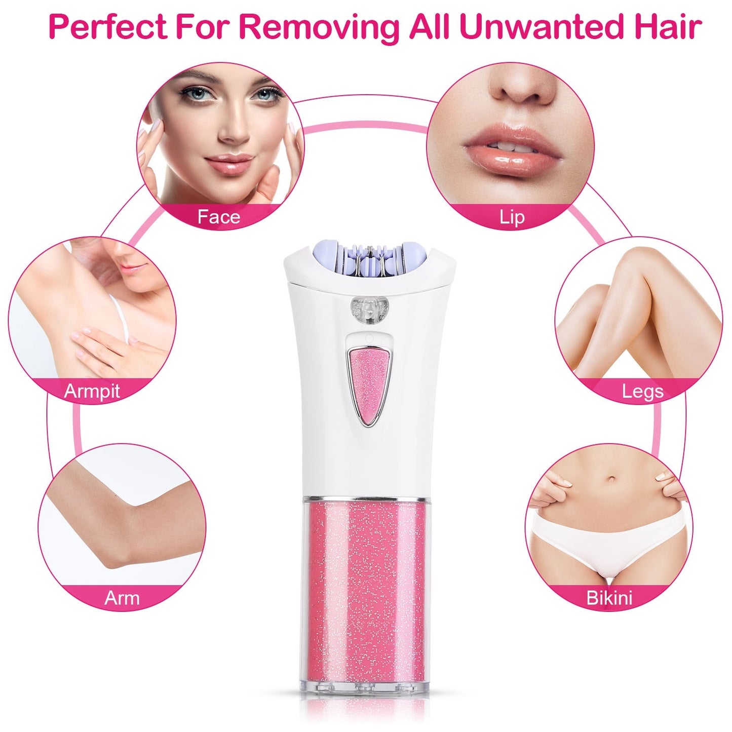 Smooth Glide Epilator For Women Facial Body Hair Remover With LED Light
